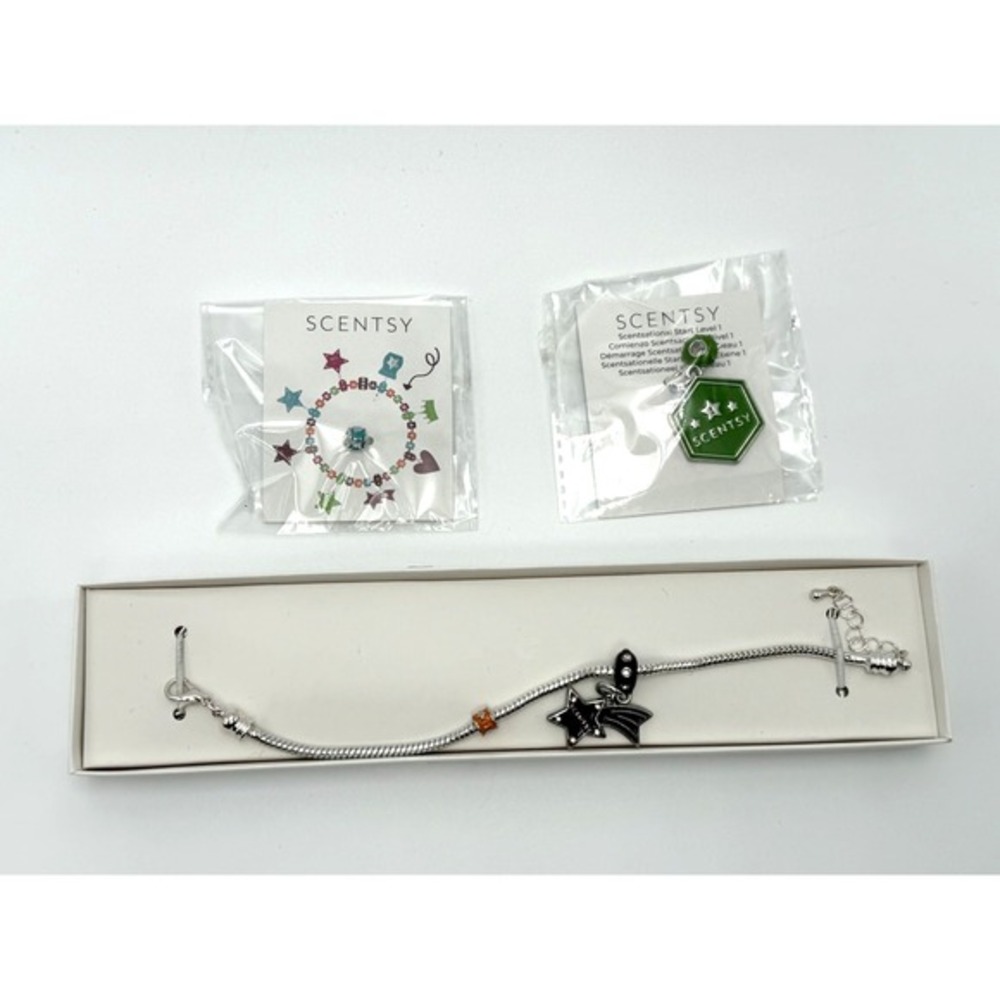 NEW Flashy Scentsy Charm Bracelet Silver Tone With 4 Charms Y2K Vibes